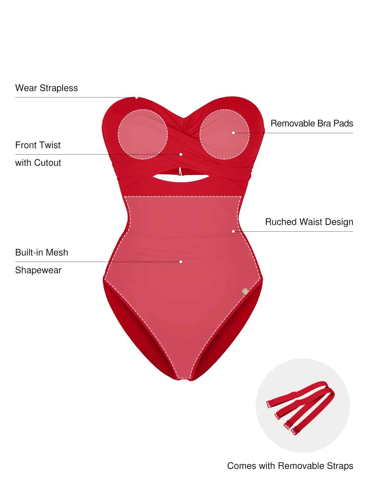 Twist & Shirred Sculpting One-Piece with Removable Straps - Image 32