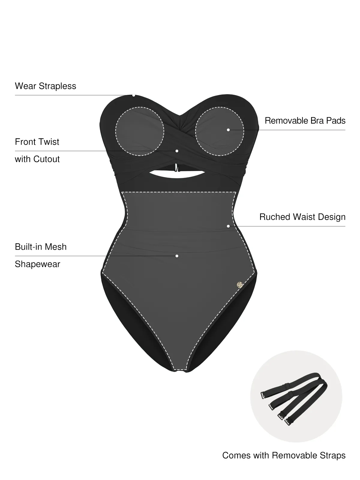 Twist & Shirred Sculpting One-Piece with Removable Straps - Image 42