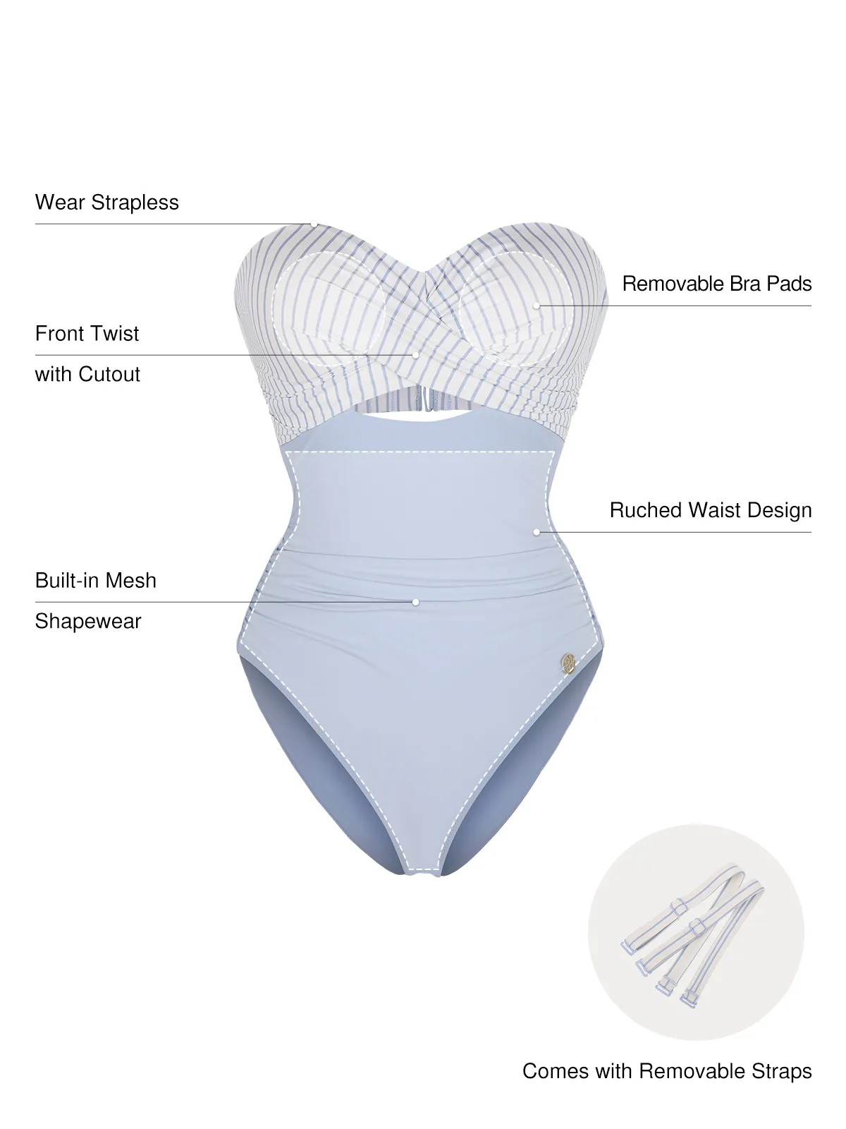 Twist & Shirred Sculpting One-Piece with Removable Straps - Image 5