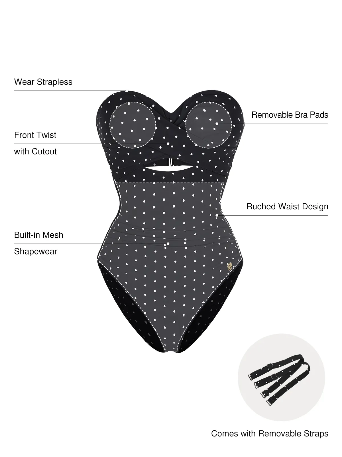 Twist & Shirred Sculpting One-Piece with Removable Straps - Image 52