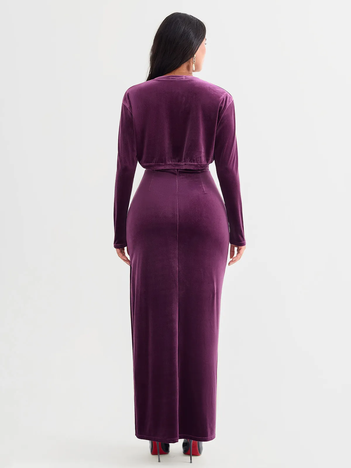 Velvet Long-Sleeve Shrug Bolero - Image 19