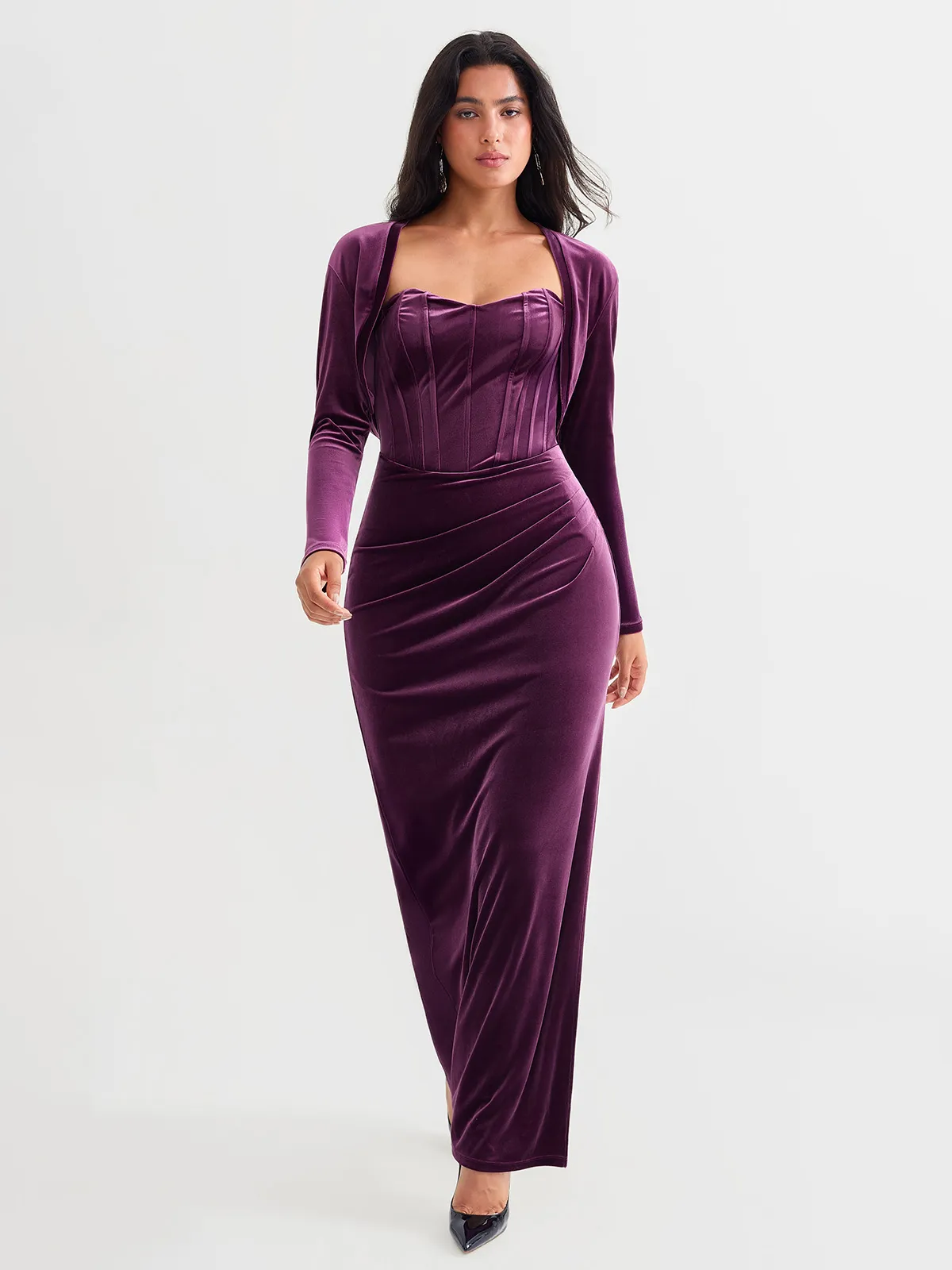 Velvet Long-Sleeve Shrug Bolero - Image 20