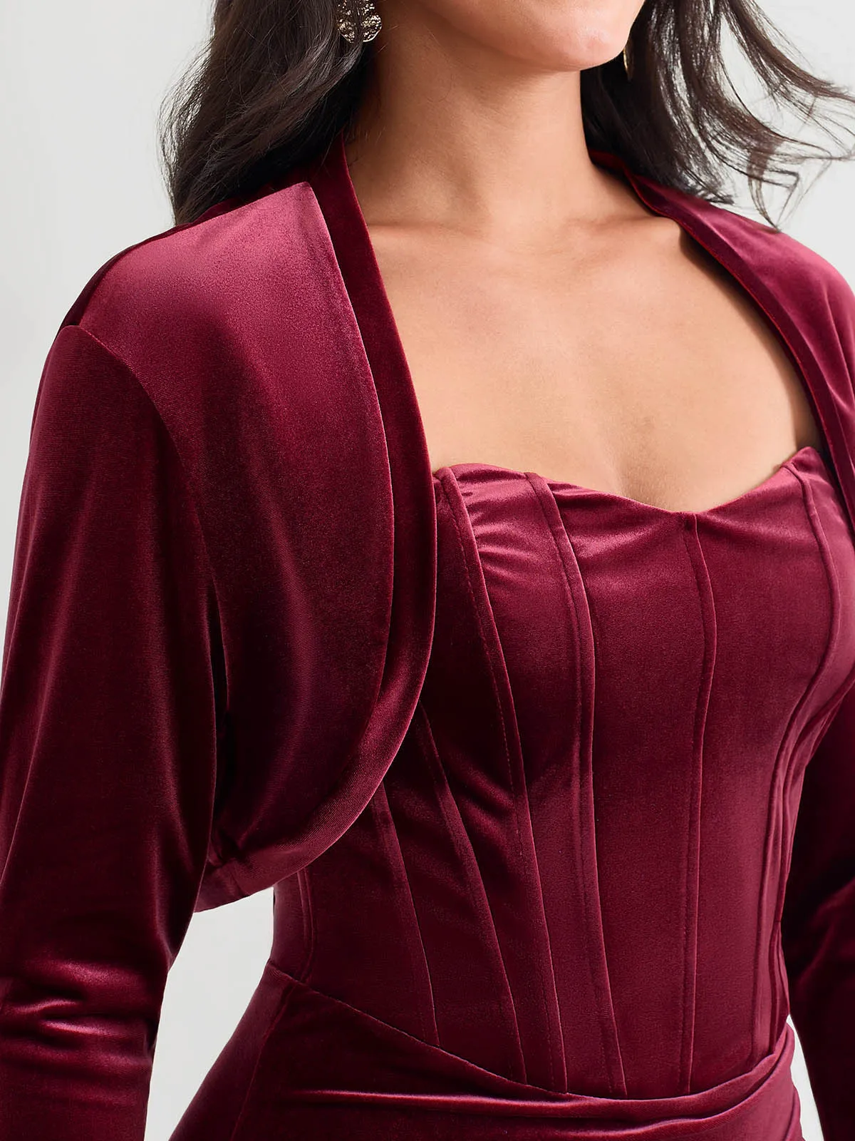 Velvet Long-Sleeve Shrug Bolero - Image 29