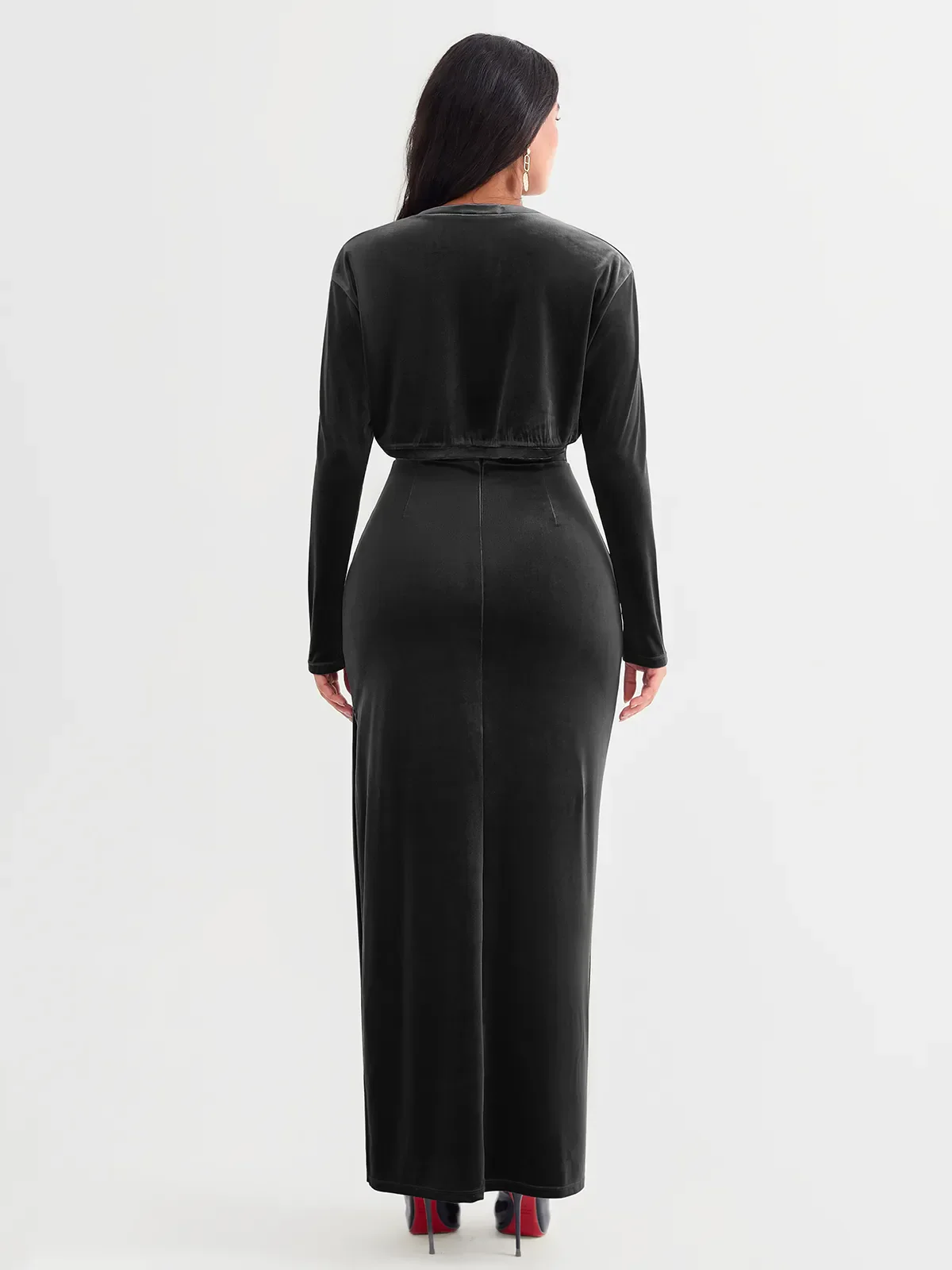 Velvet Long-Sleeve Shrug Bolero - Image 5