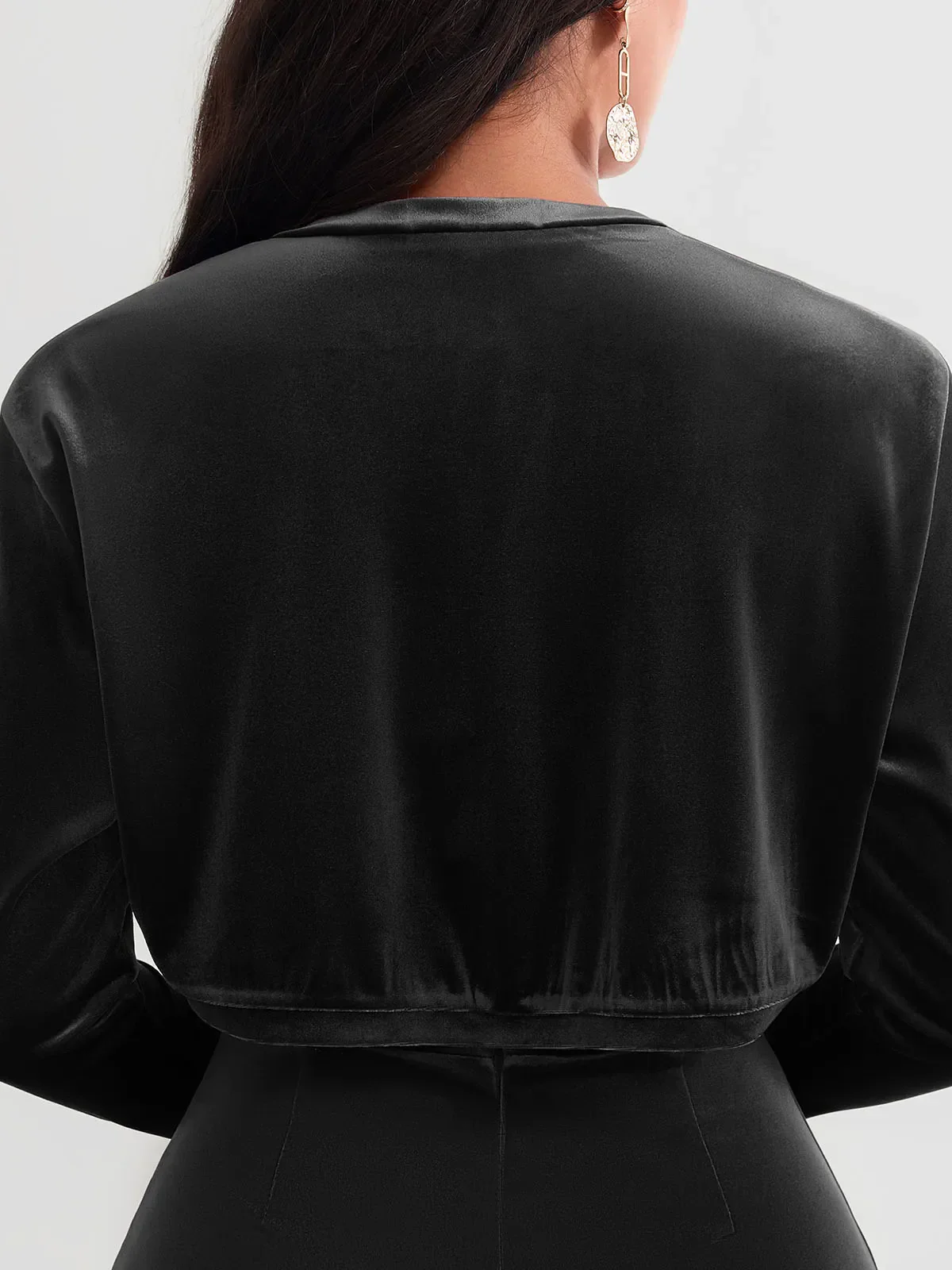 Velvet Long-Sleeve Shrug Bolero - Image 9