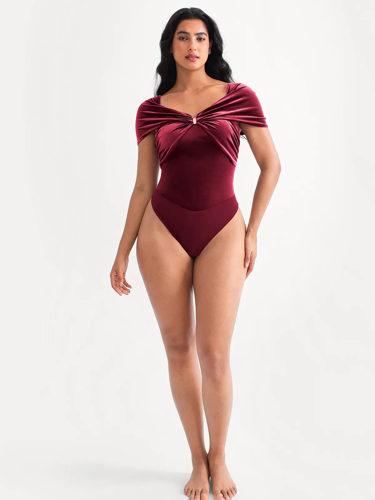 Velvet Twist Front Off-The Shoulder Sculpting Bodysuit - Image 19