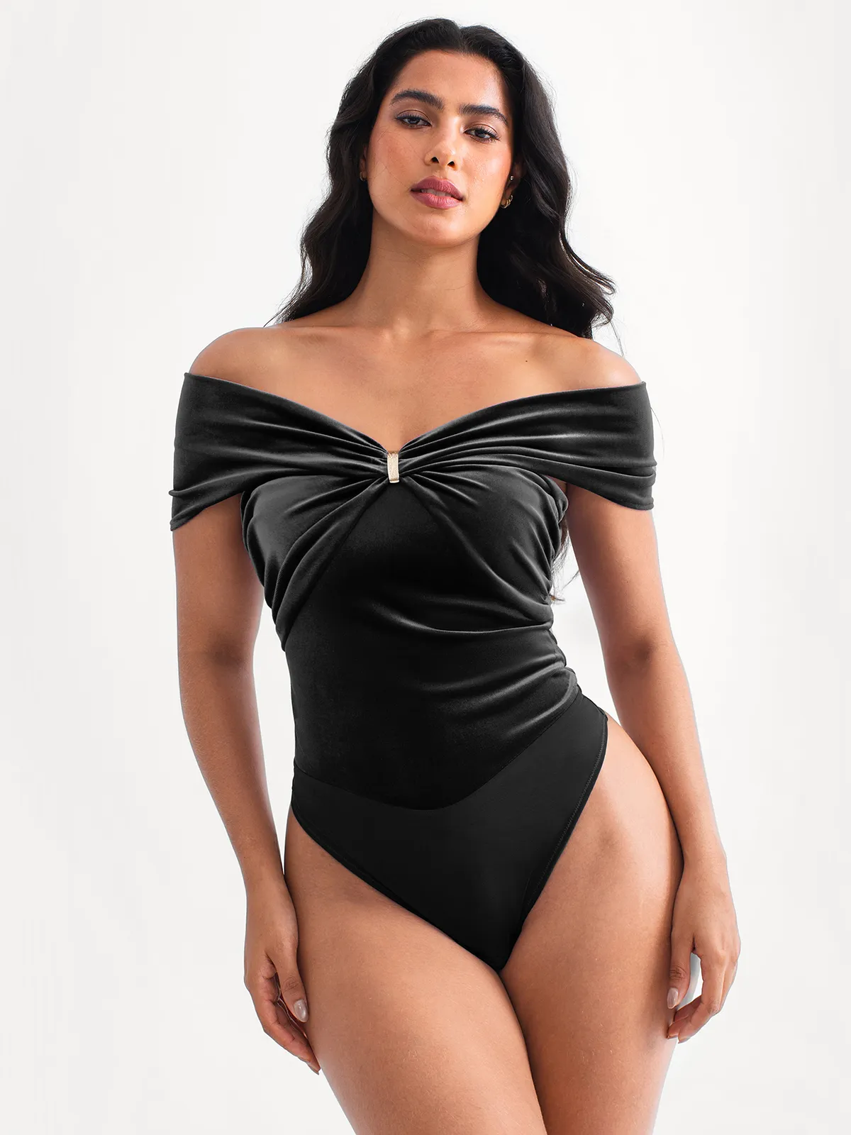 Velvet Twist Front Off-The Shoulder Sculpting Bodysuit - Image 21