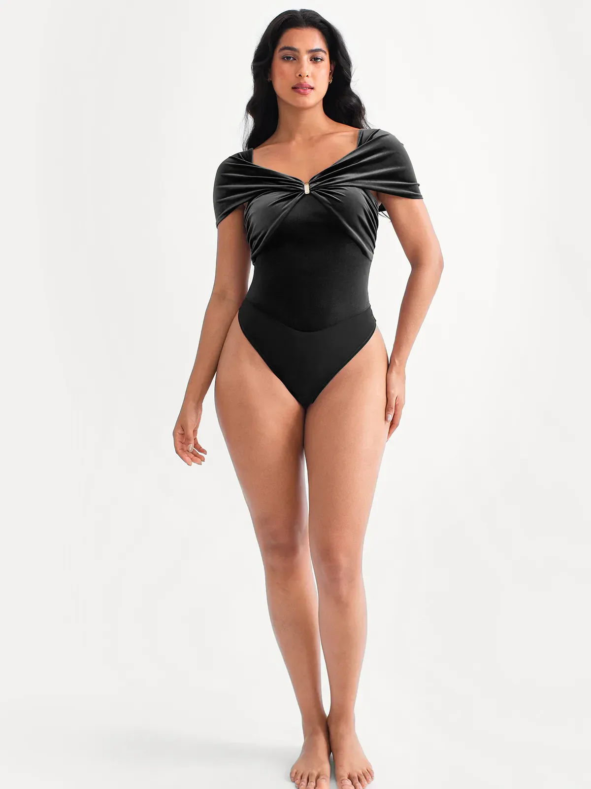 Velvet Twist Front Off-The Shoulder Sculpting Bodysuit - Image 27
