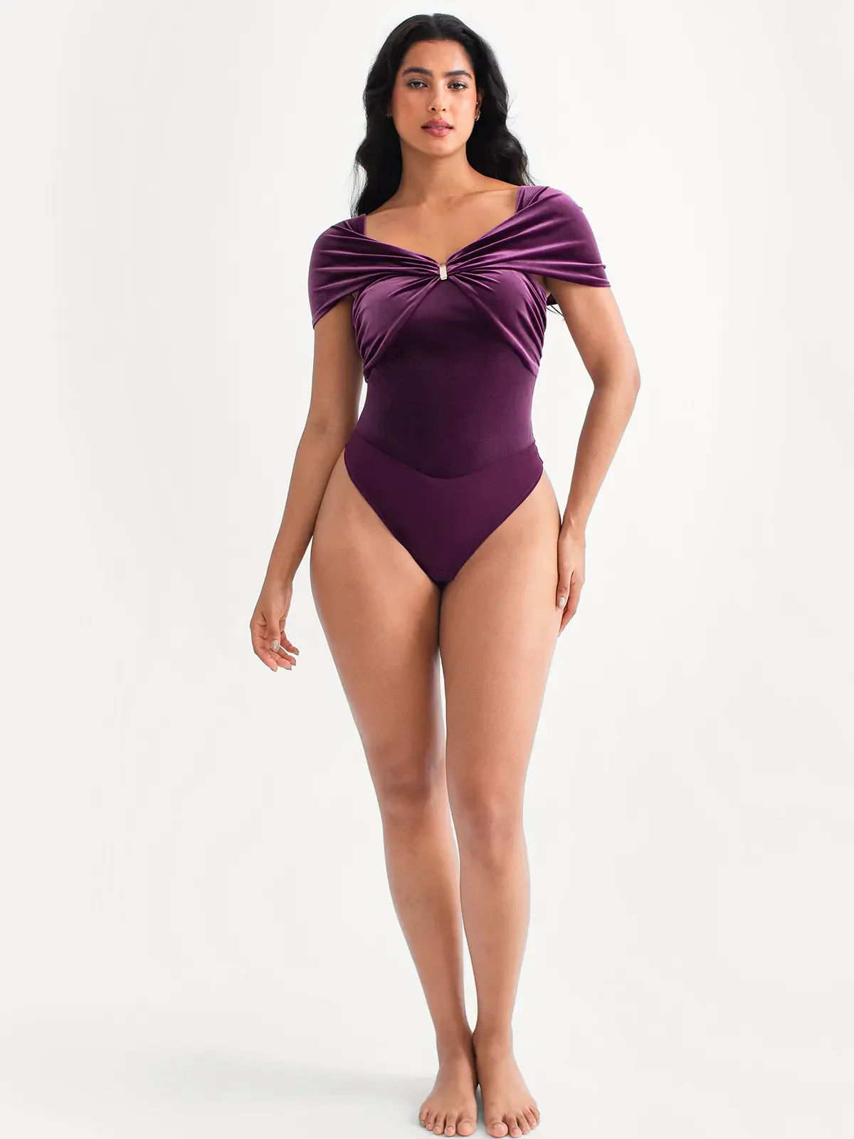 Velvet Twist Front Off-The Shoulder Sculpting Bodysuit - Image 35