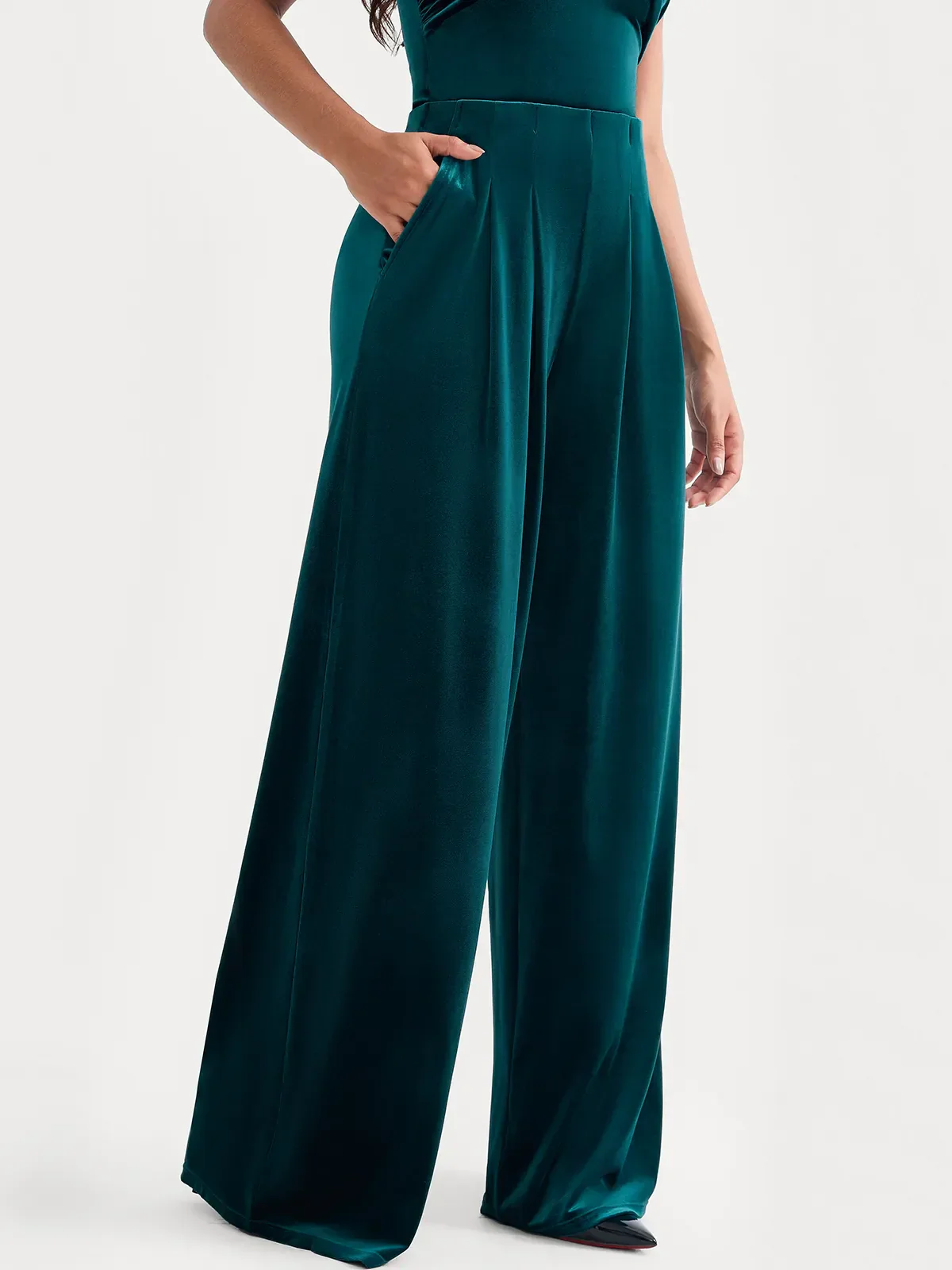 Velvet Wide-Leg Sculpting Trousers - Image 42