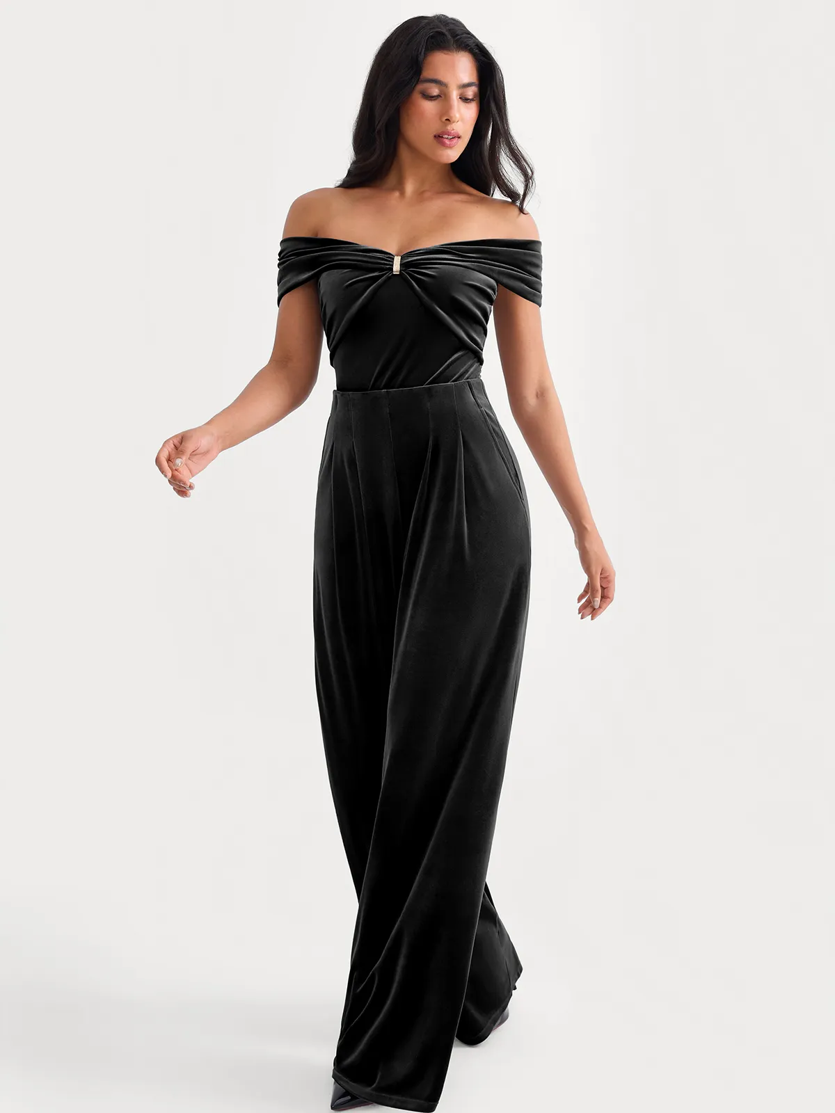 Velvet Wide-Leg Sculpting Trousers - Image 89