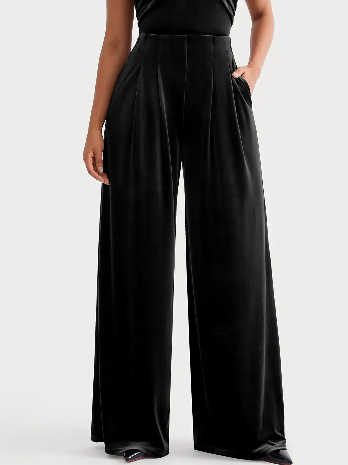 Velvet Wide-Leg Sculpting Trousers - Image 91