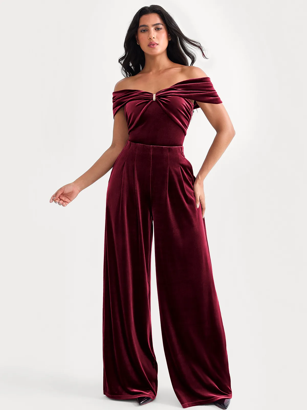 Velvet Wide-Leg Sculpting Trousers - Image 96