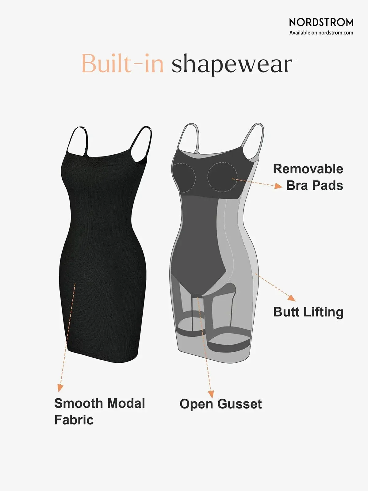 Shapewear Solid Modal Butt Lift Mini Slip Dress - Image 3