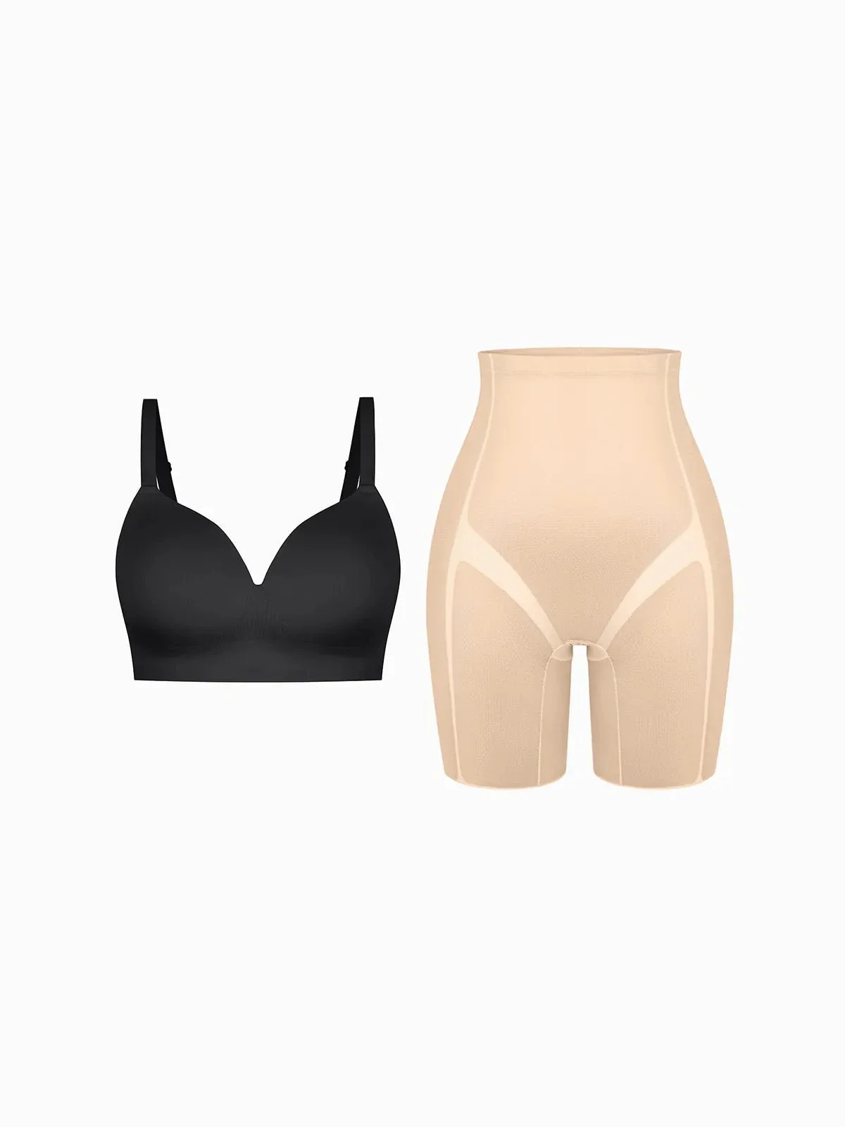 Seamless Wireless Push-Up V-Neck Bra Butt-Lifting Shorts Set - Image 3