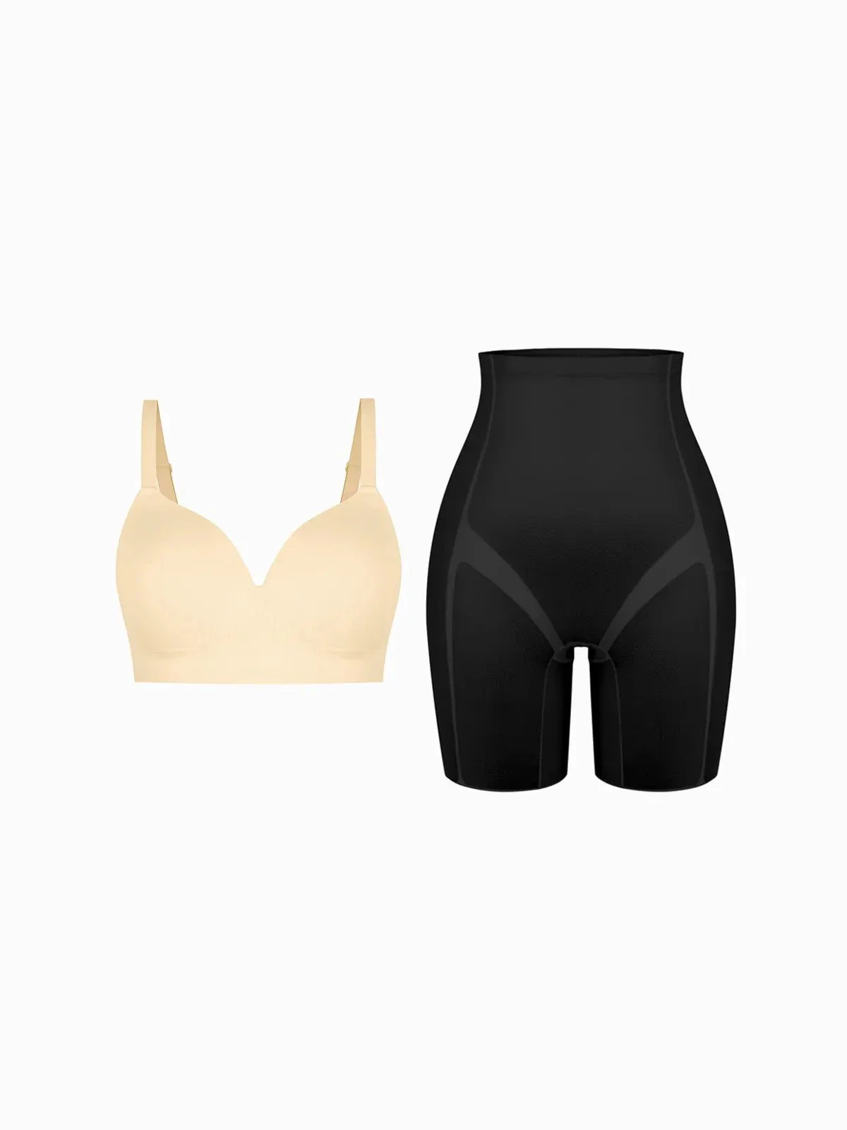 Seamless Wireless Push-Up V-Neck Bra Butt-Lifting Shorts Set - Image 4