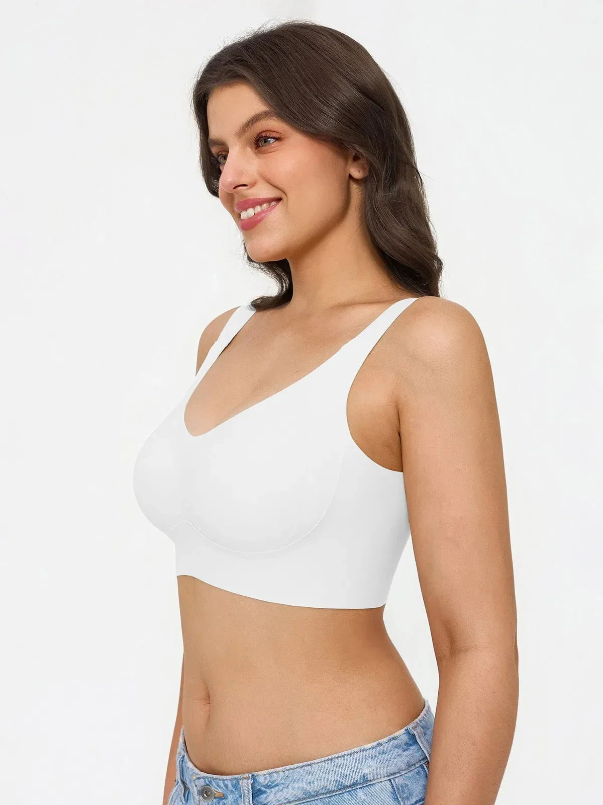 Wireless Wide Strap Everyday Supportive Push Up Comfort Bra - Image 10