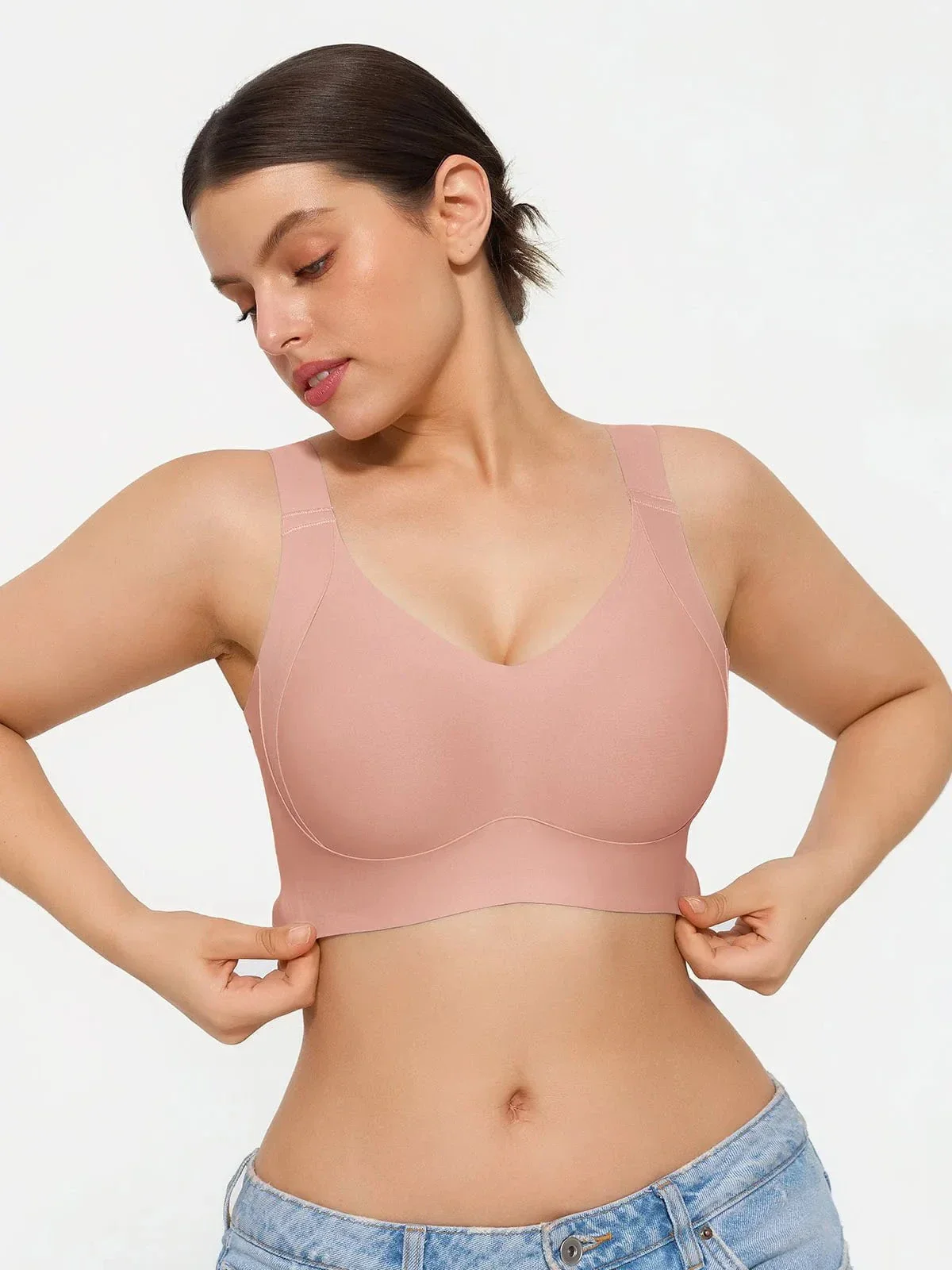 Wireless Wide Strap Everyday Supportive Push Up Comfort Bra - Image 6
