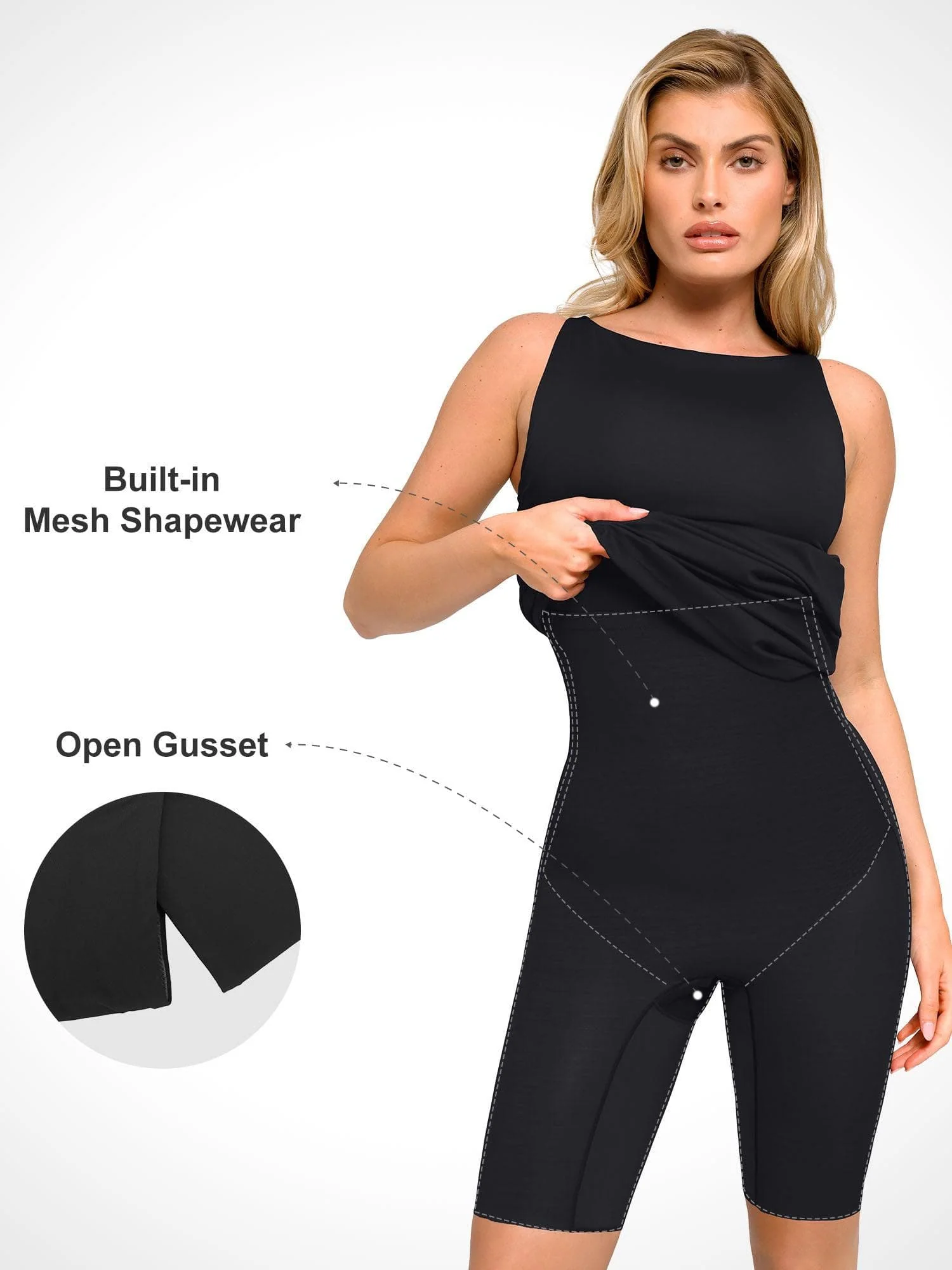 Shapewear Sleeveless Ruched Tummy Control Midi Work Dress - Image 18