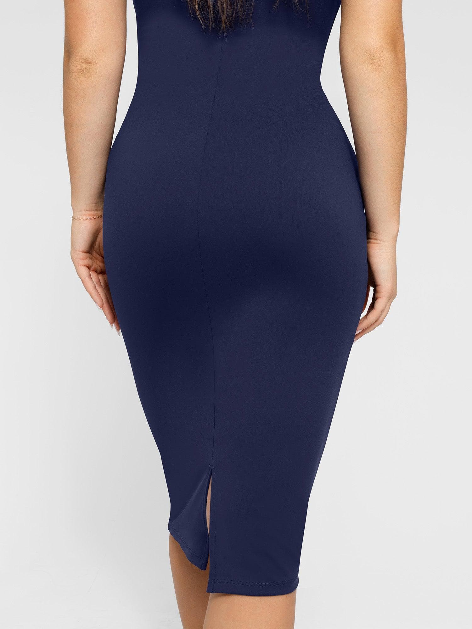 Shapewear Sleeveless Boatneck Sculpting Midi Work Dress - Image 16