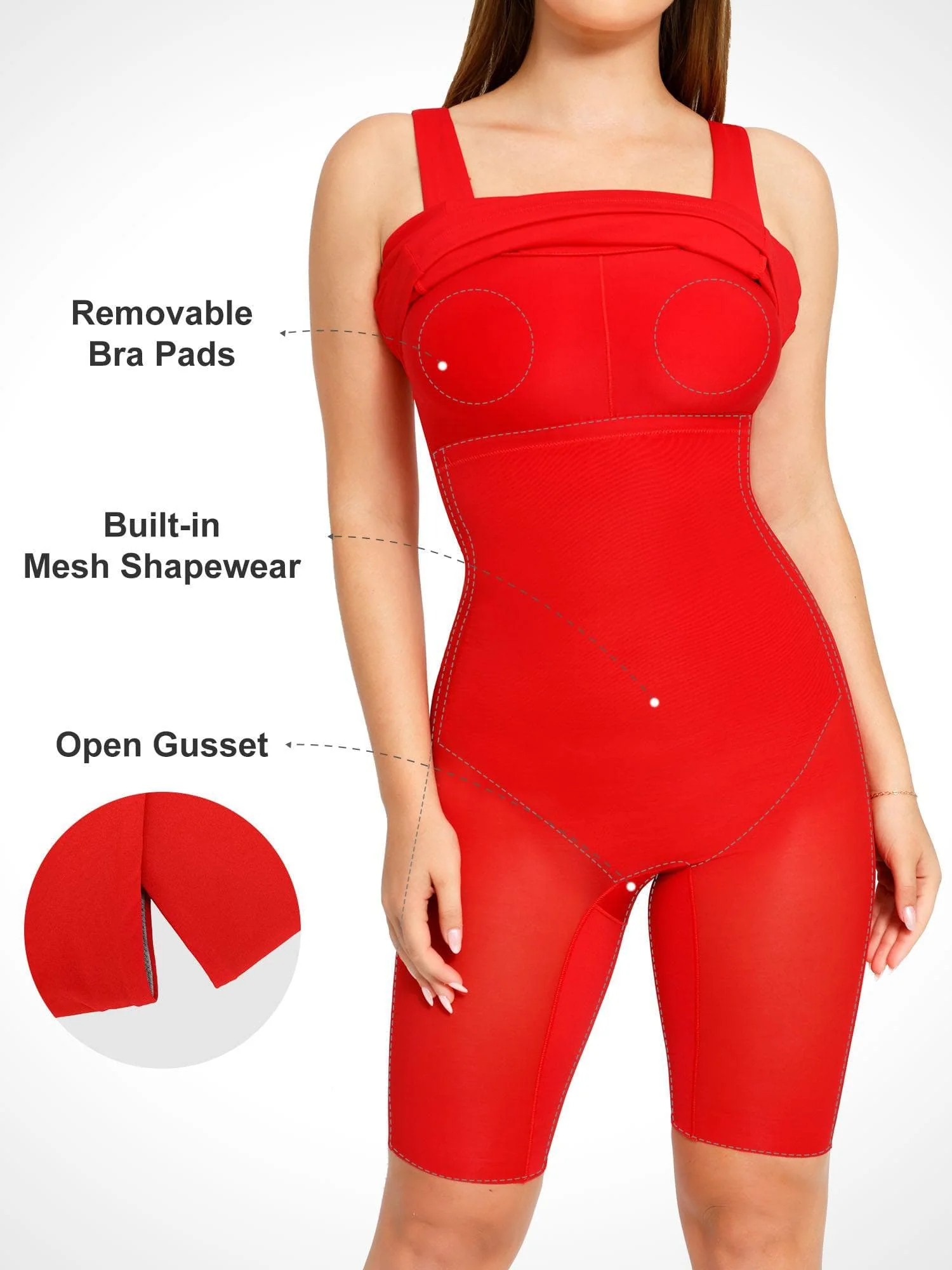 Shapewear Sleeveless Square Neck Sculpting Midi Work Dress - Image 12