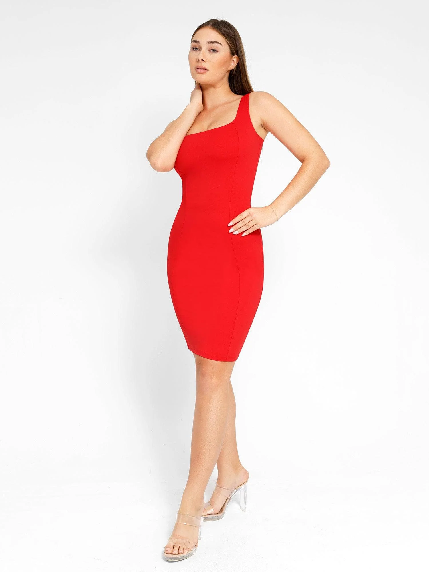 Shapewear Sleeveless Square Neck Sculpting Midi Work Dress - Image 16