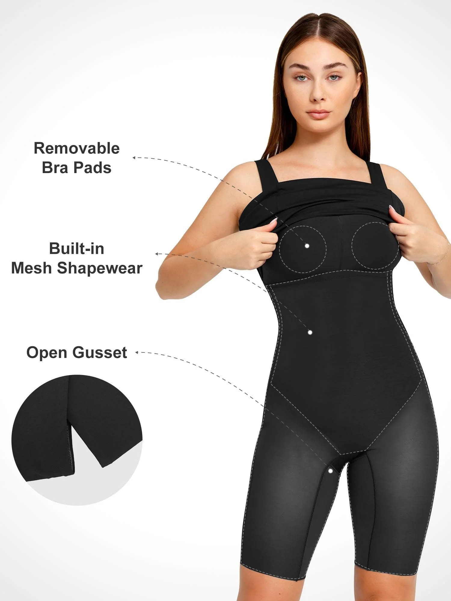 Shapewear Sleeveless Square Neck Sculpting Midi Work Dress - Image 19