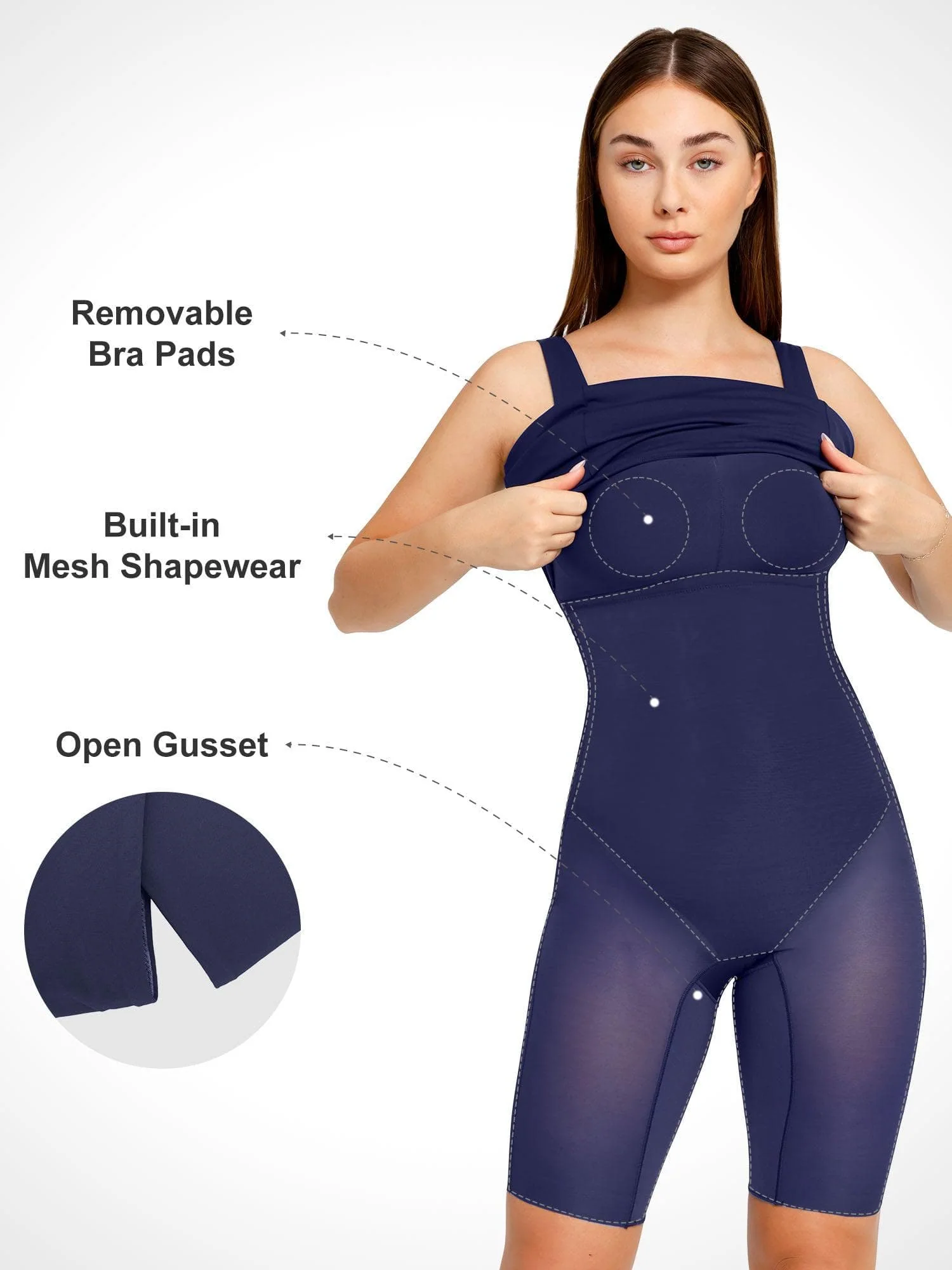 Shapewear Sleeveless Square Neck Sculpting Midi Work Dress - Image 2