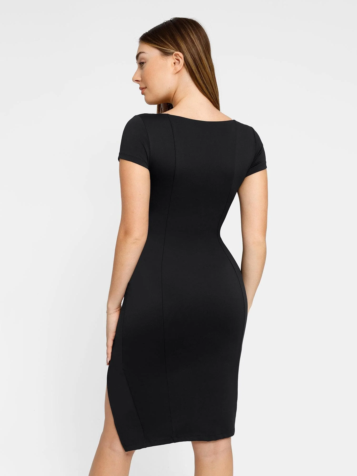 Shapewear Square Neck Slimming Midi Work Dress - Image 16