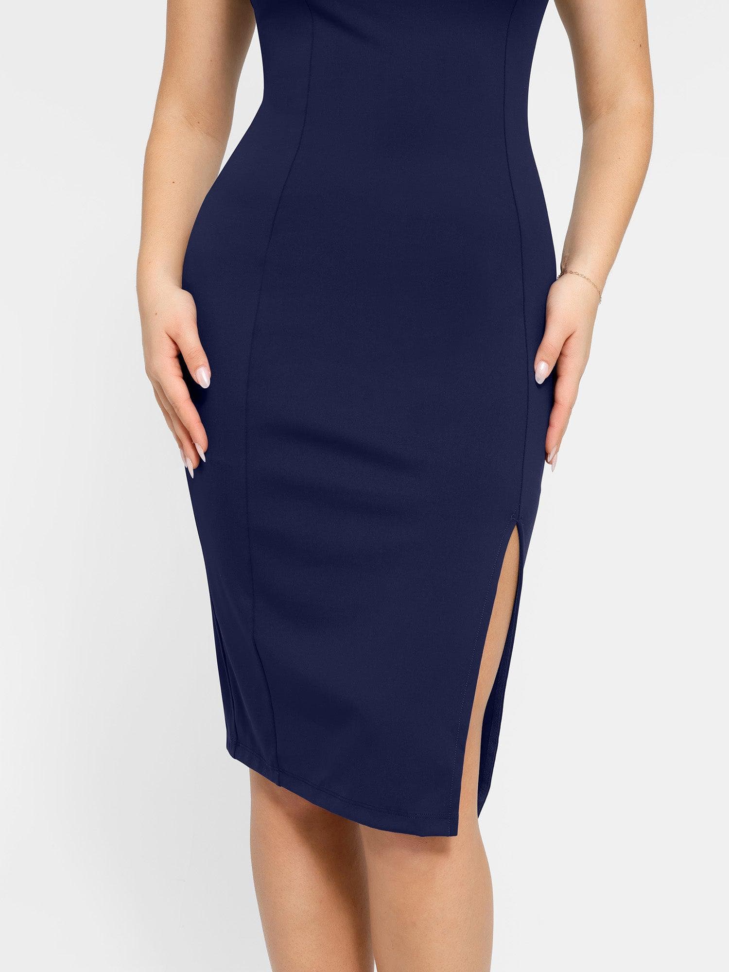 Shapewear Square Neck Slimming Midi Work Dress - Image 7
