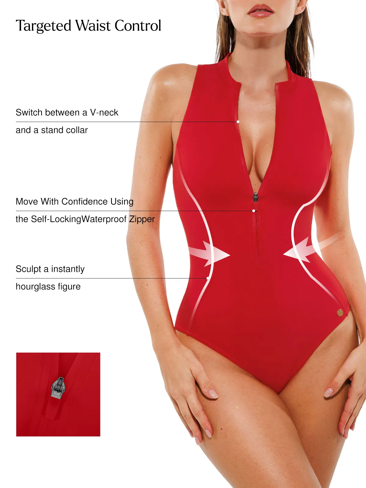 Zip-Front Waist Shaping Swimsuit - Image 14