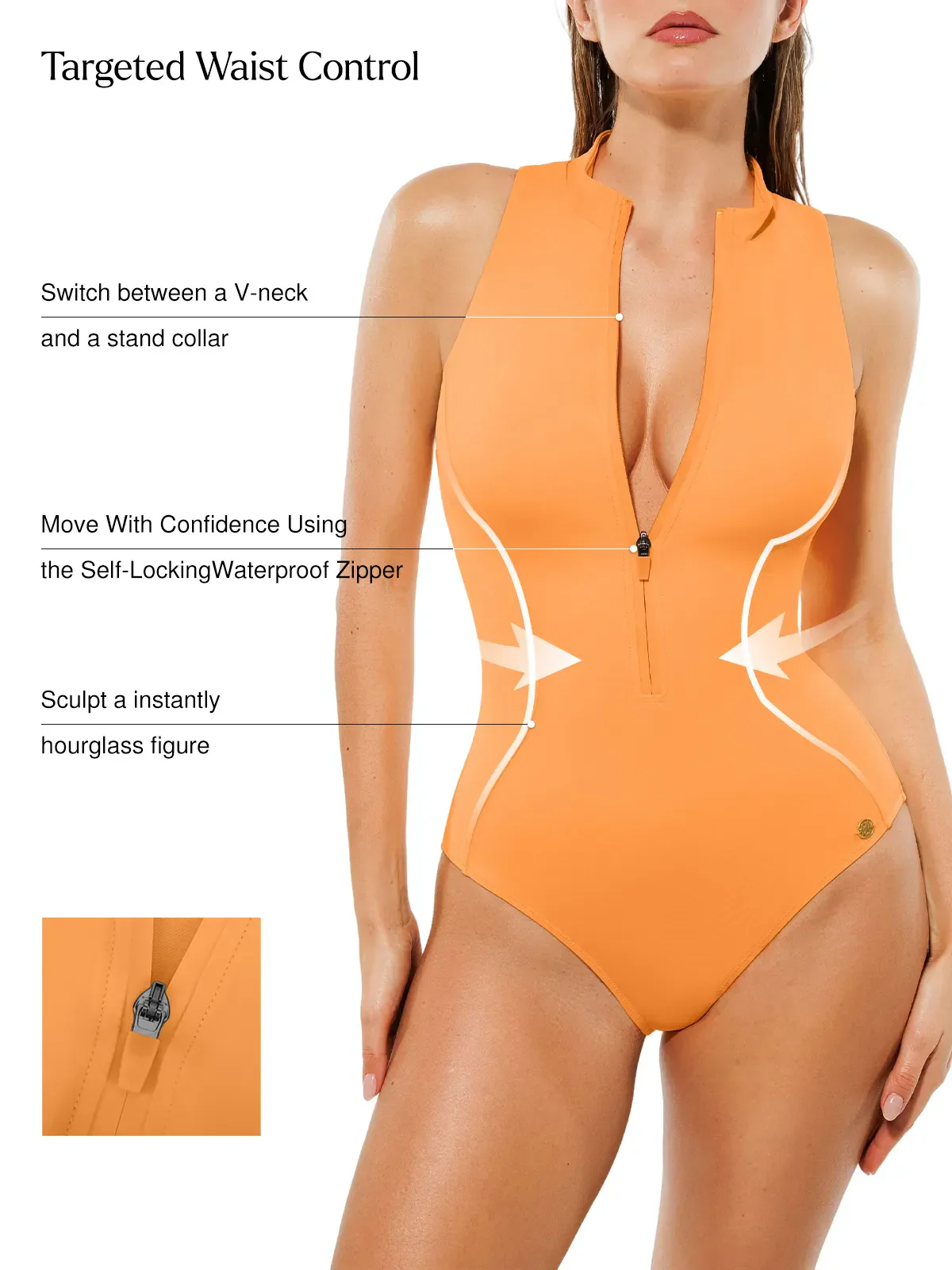 Zip-Front Waist Shaping Swimsuit - Image 26