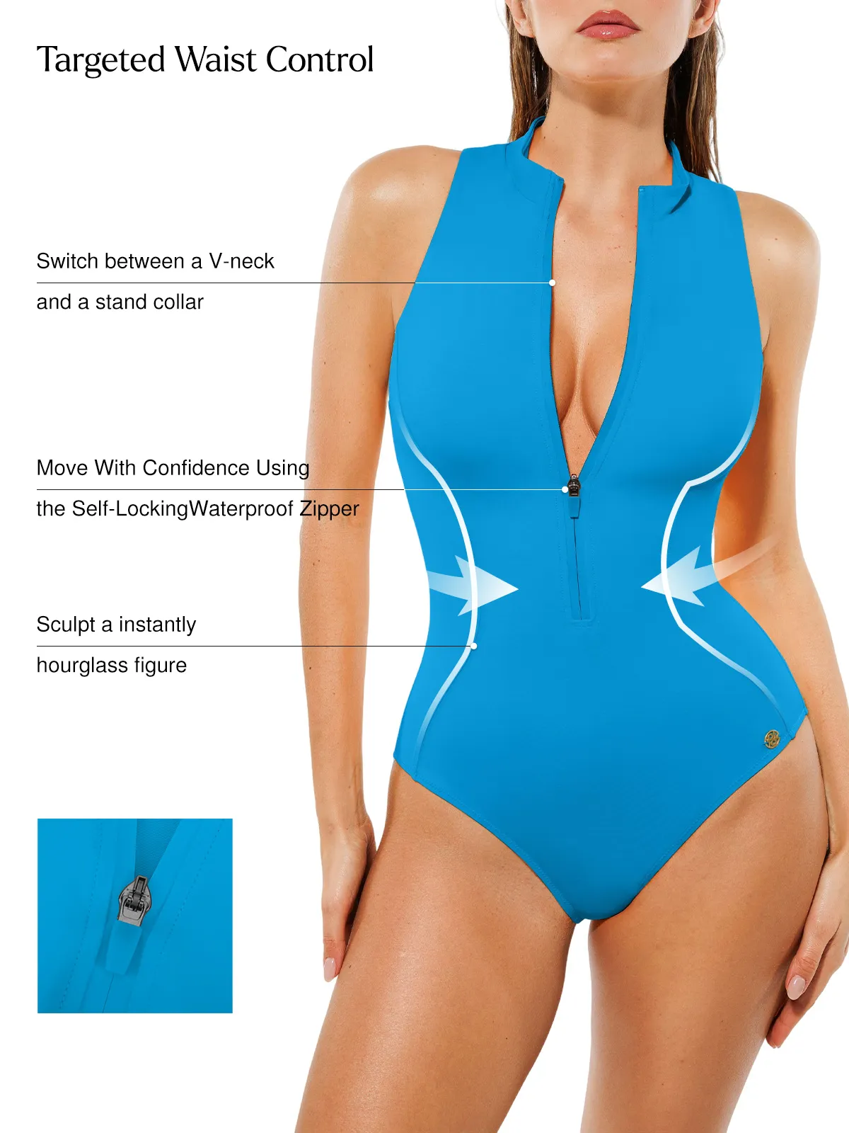 Zip-Front Waist Shaping Swimsuit - Image 37