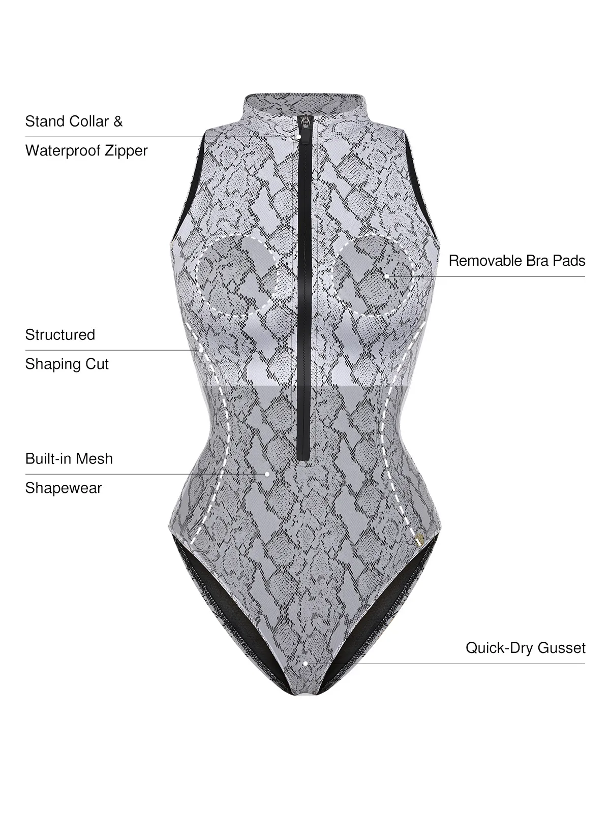 Zip-Front Waist Shaping Swimsuit - Image 5