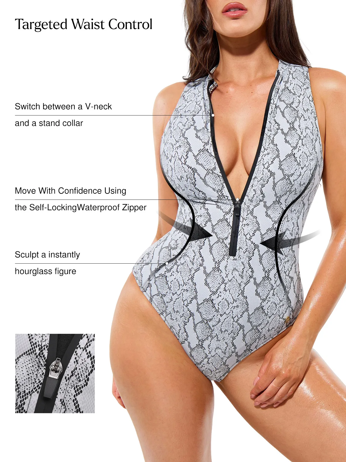 Zip-Front Waist Shaping Swimsuit - Image 6